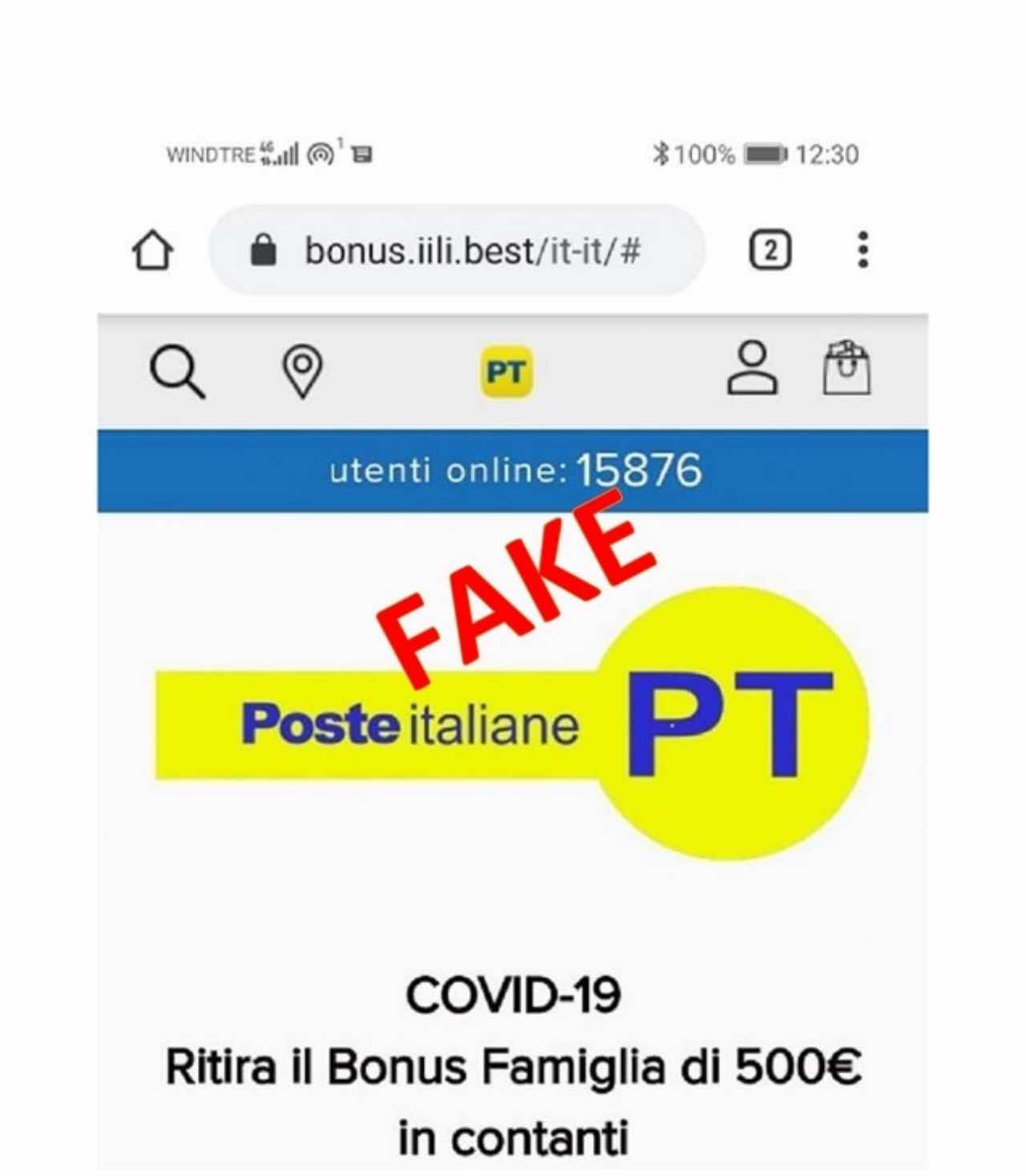 Messaggio fake Poste Italiane