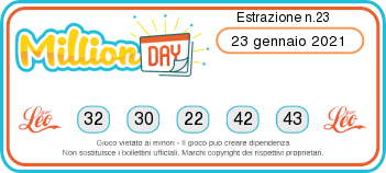 million day estrazione sabato 23 gennaio 2021