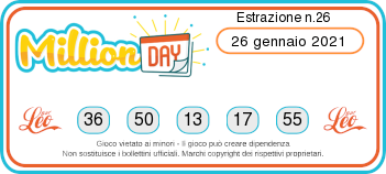 millionday estrazione martedi 26 gennaio 2021