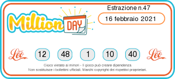 estrazione million day 16 febbraio 2021