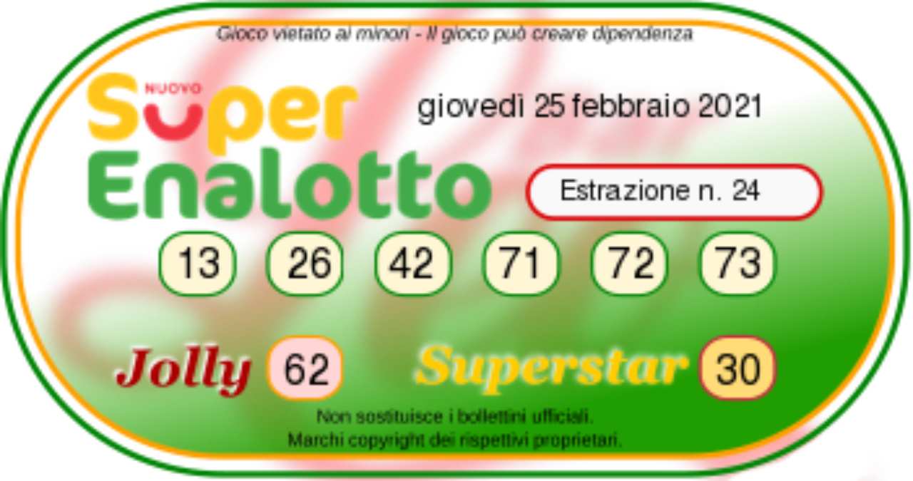Lotto Superenalotto Estrazione Giovedi 25 Febbraio 2021