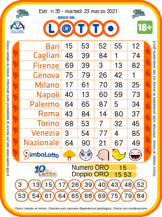 estrazione lotto e 10elotto martedi 23 marzo 2021