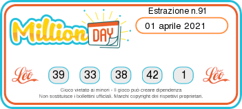 estrazione million day giovedi 1 aprile 2021