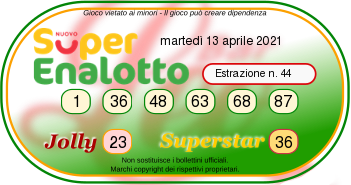 estrazione superenalotto martedi 13 aprile 2021