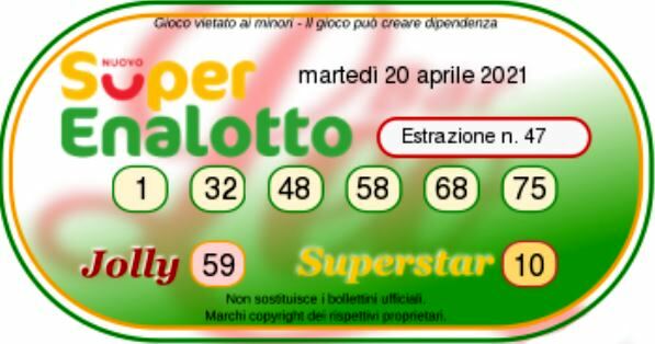 superenalotto estrazione oggi 20 aprile 2021