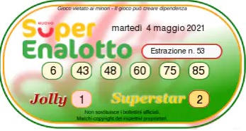 estrazione superenalotto martedi 4 maggio 2021