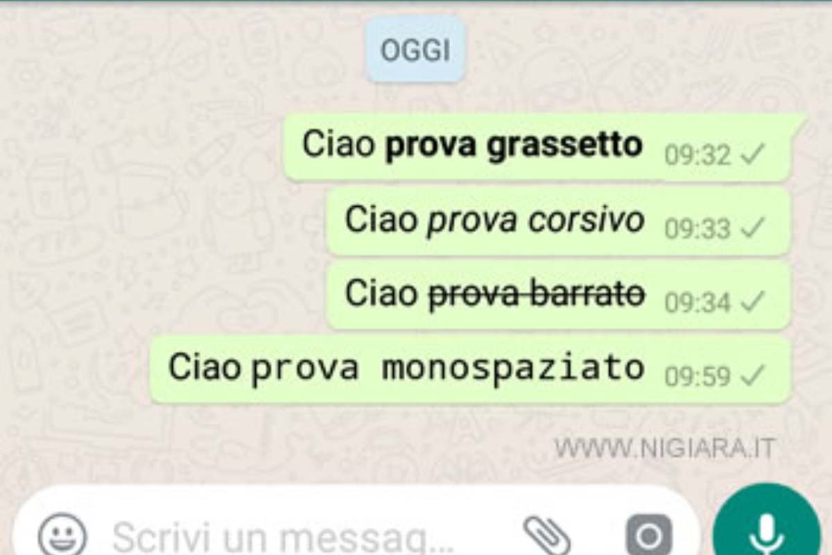 grassetto corsivo