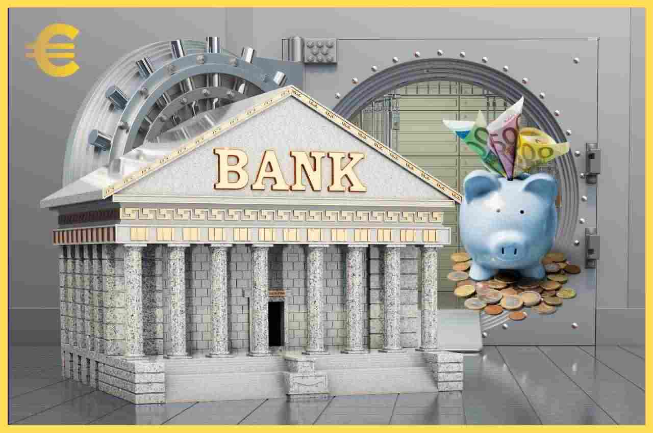 banca, maialino con euro